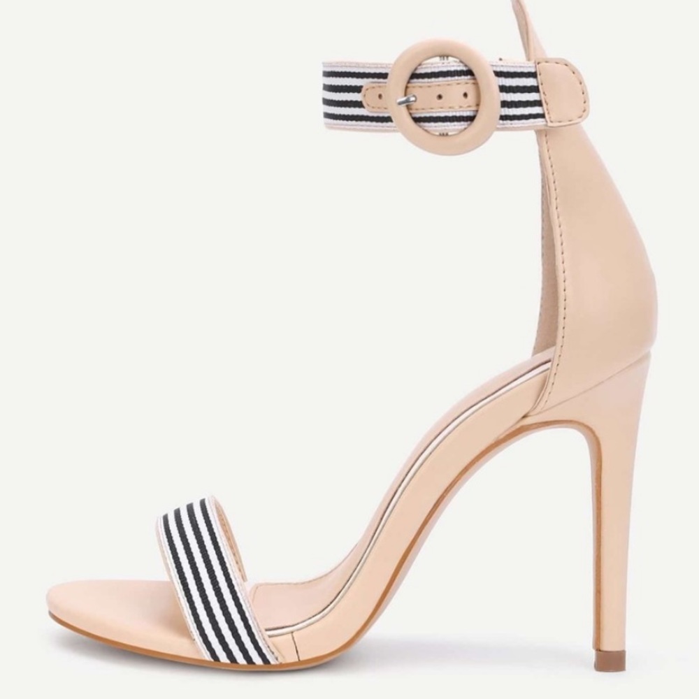 New Striped Heeled Sandal